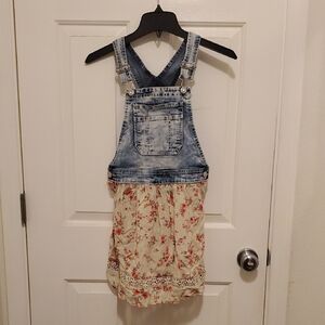 Jordache Denim and Floral Cream Overalls